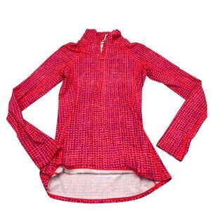 Under Armour Womens ColdGear Fitted Long Sleeve Pullover S Red/Purple Pattern